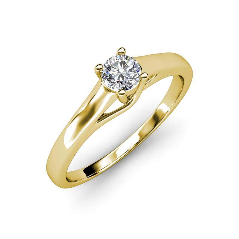 Stylish Yellow Gold Sparkling Diamond Engagement Ring Solitaire Ring