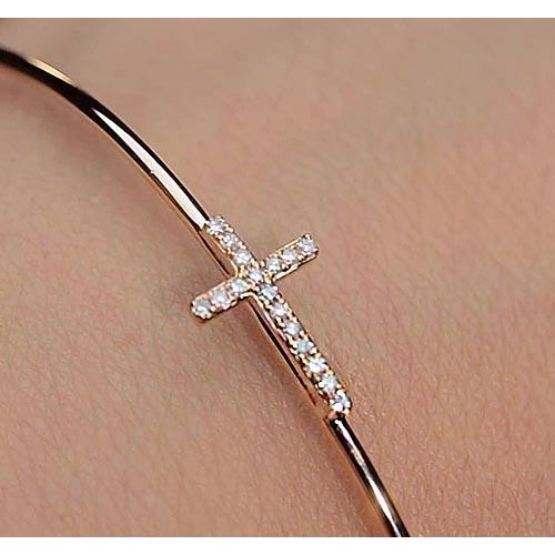 Yellow Gold Bangle 1 Carat Cross Women Jewelry New Bangle