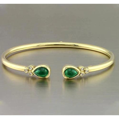 Best LAdies Weeding Yellow Gold Green Emerald Bangle   Women Jewelry New Bangle