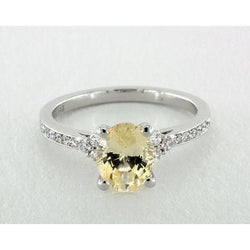 Yellow Sapphire And Diamonds 3.50 Ct Wedding Ring White Gold 14K