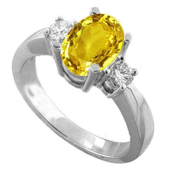 Yellow Sapphire And Diamonds 3.70 Ct Wedding Ring White Gold 14K