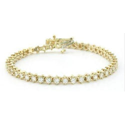 Real  Round Diamond Basic Tennis Bracelet 8.28 Carats 14K Yellow Gold